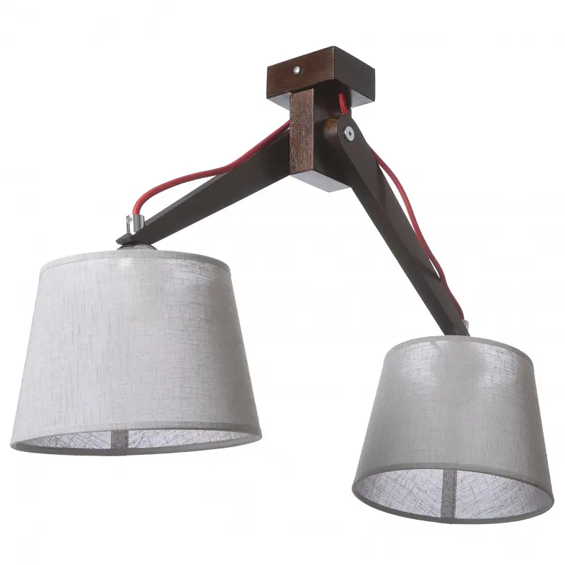 Люстра потолочная Brille с абажуром деревянная E27 60W BR (BKL-577S/2) - фото 2