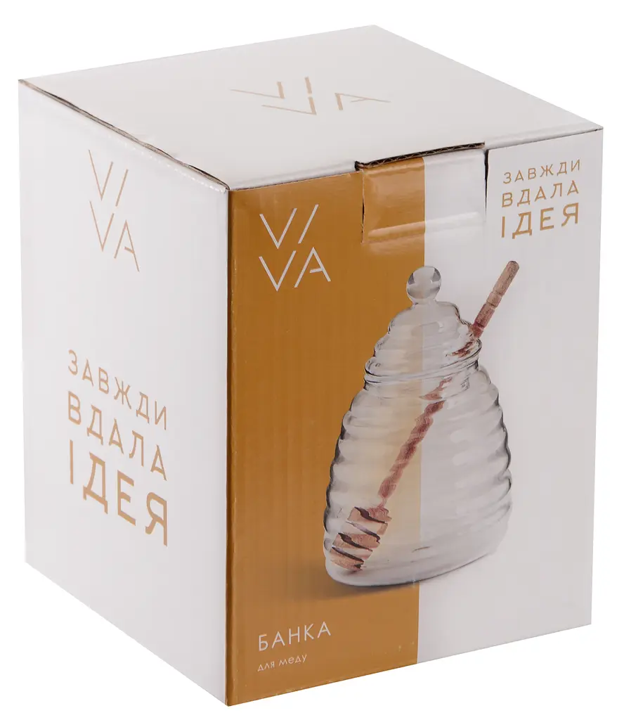 Банка для меда Viva Honey стеклянная с деревянной ложкой 400 мл (HN95145) - фото 3