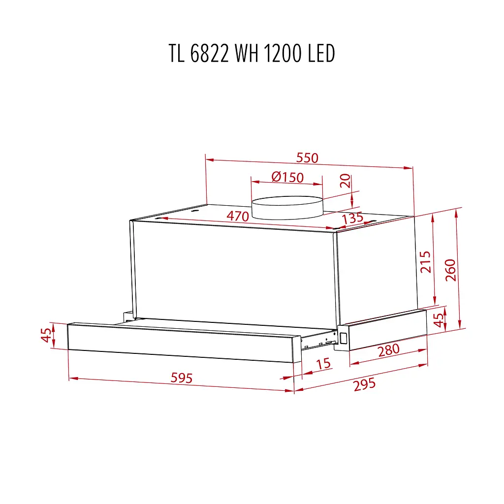 Витяжка телескопічна PERFELLI TL 6822 WH 1200 LED - фото 12