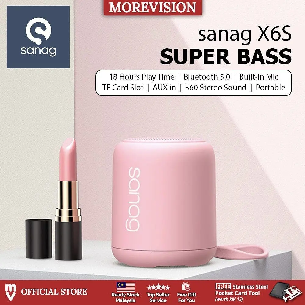 Портативная колонка Sanag X6S розовый - фото 6