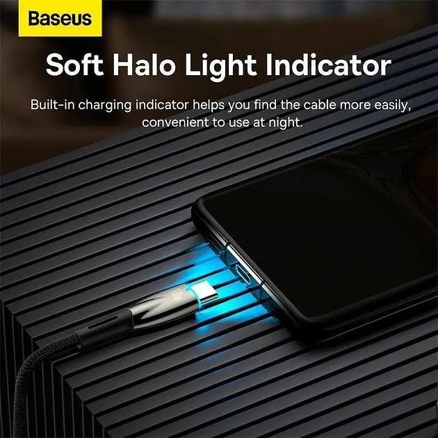 Кабель Baseus Glimmer Series Fast Charging USB-A to USB-C 100W 2m Black (CADH000501) - фото 9