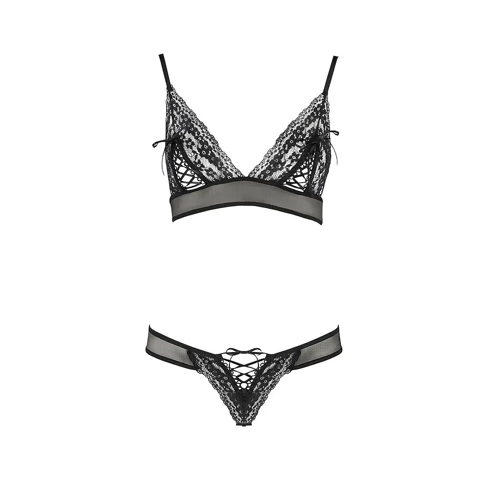 Комплект білизни Passion ERZA SET S/M, black, ліф і трусики - фото 3