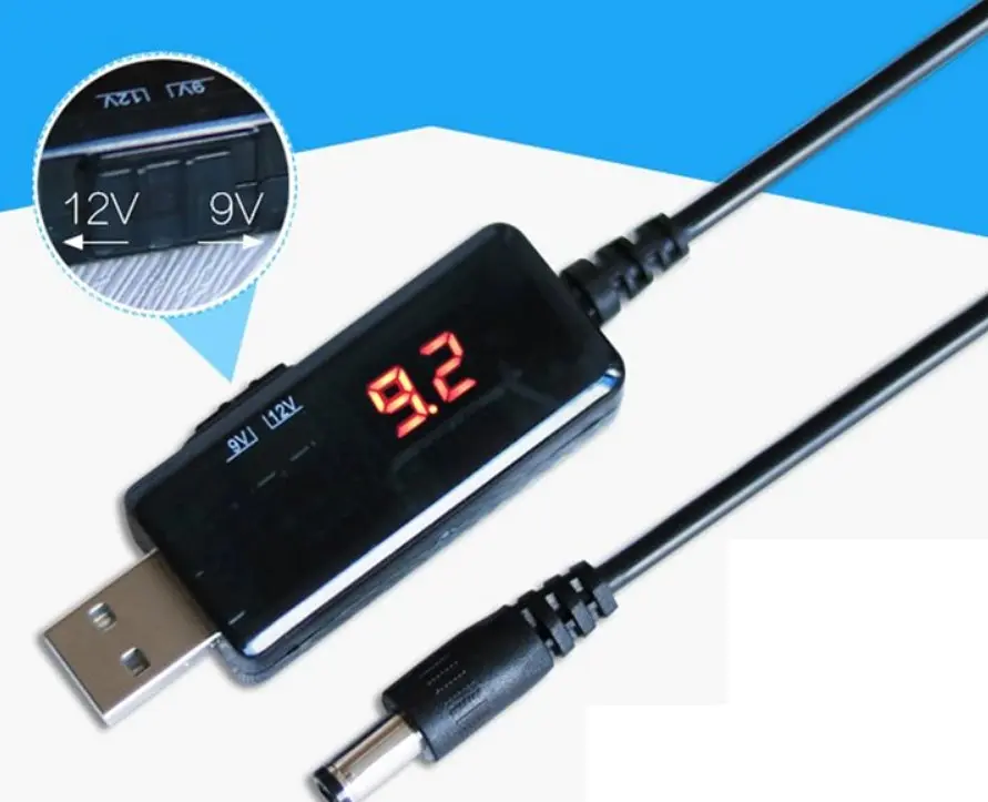 Кабель-адаптер для роутера No Brand USB 5 V - DC 9 V / 12 V Чорний (2104619012) - фото 3