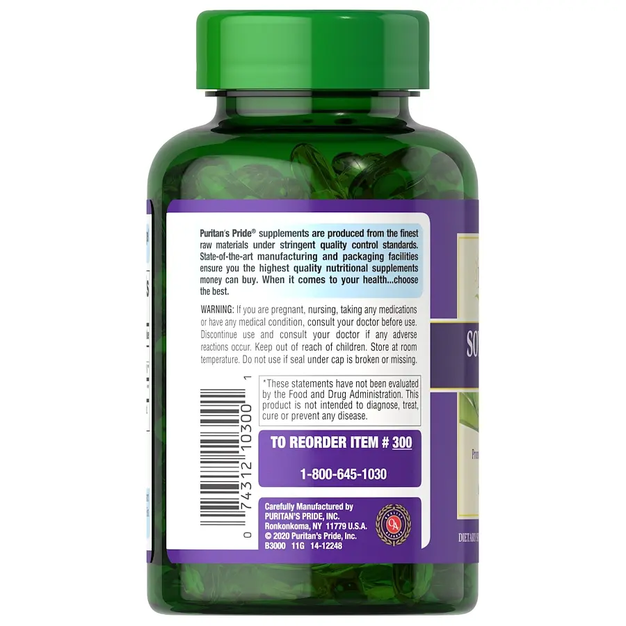 Натуральная добавка Puritan's Pride Soy Lecithin 1200 mg, 100 капсул - фото 3