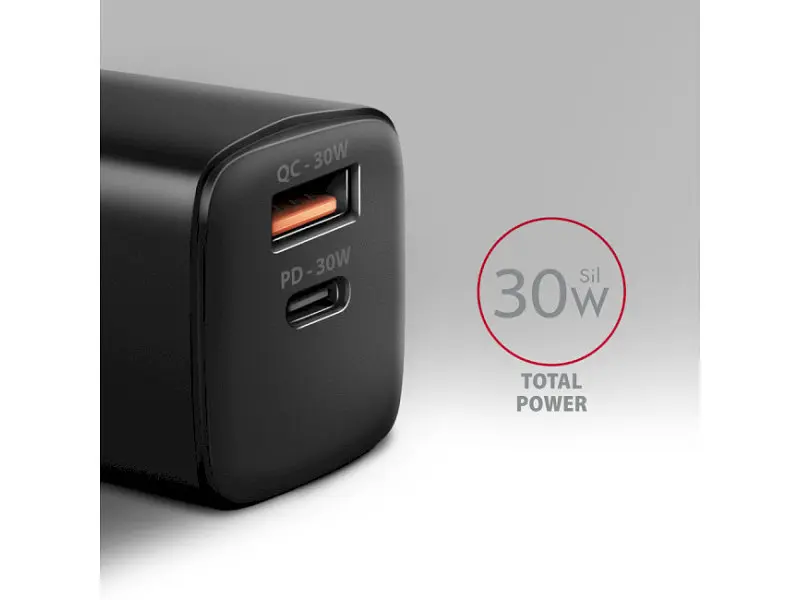 Мережевий зарядний пристрій AXAGON USB-C 30 W Black (ACU-PQ30) - фото 2