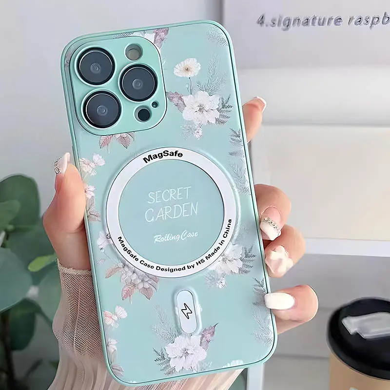 TPU+PC чохол Secret Garden with MagSafe для Apple iPhone 14 Pro Max (6.7) Mint - фото 2