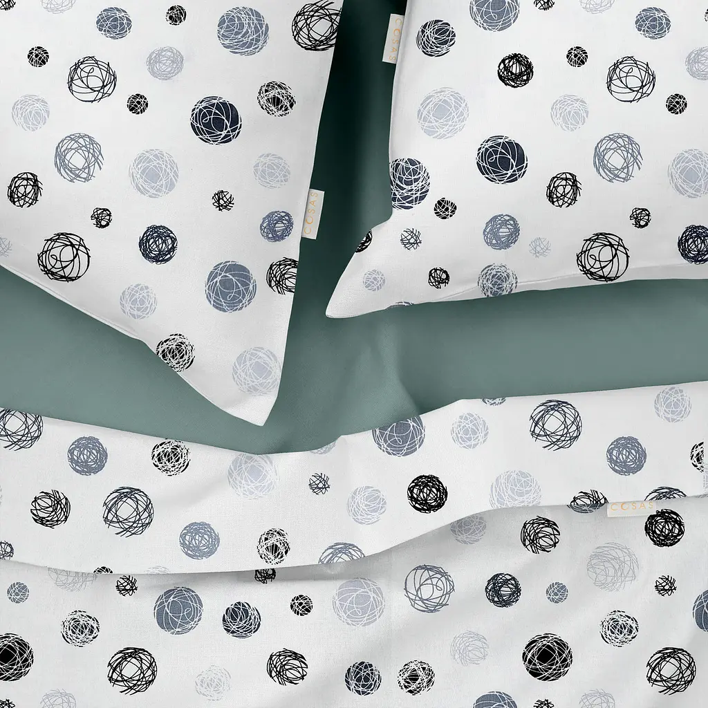 Комплект постельного белья Cosas Yarn balls CS6 Семейный серый (ThreadBallsGrey_104Ashmint_160x2) - фото 3