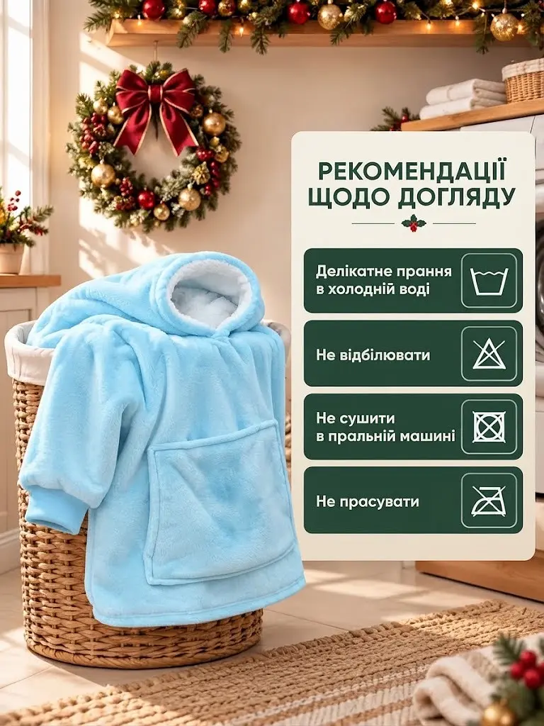 Толстовка з капюшоном, худі - плед для додаткового тепла та комфорту  - фото 4