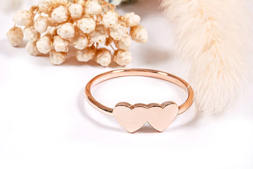 Каблучка з червоного золота з сердечками 22 K-0122 - фото 4