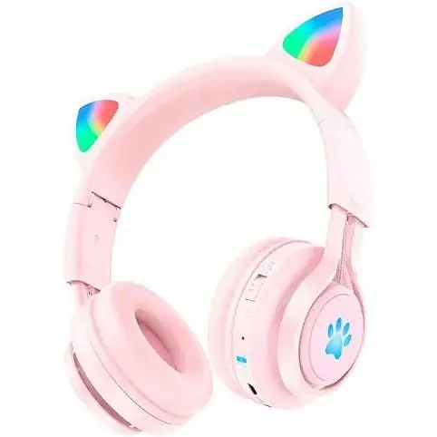 Навушники бездротові Hoco W39 Cat Ear Kids BT Headphones з вушками блакитні 000009095-up - фото 2