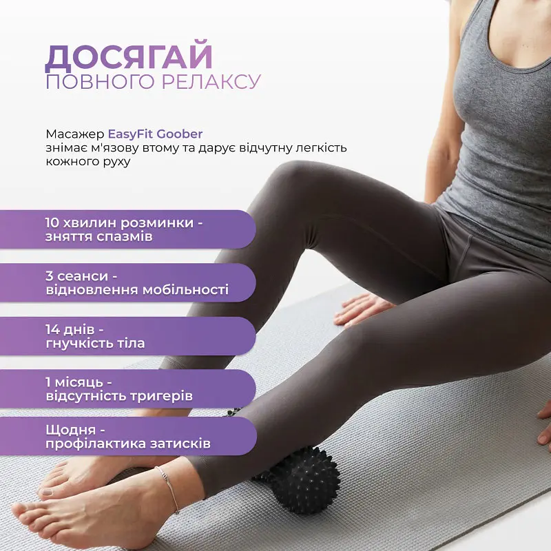 Масажний м'ячик EasyFit EF-1072-BK Goober із шипами чорний 16х6,5 см - фото 8