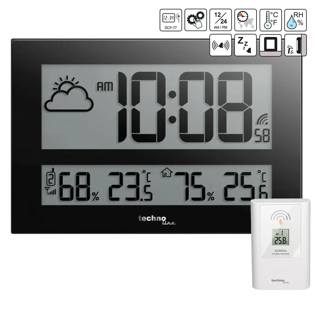 Годинник настінний Technoline WS8011 Black (WS8011), Чорний - фото 9