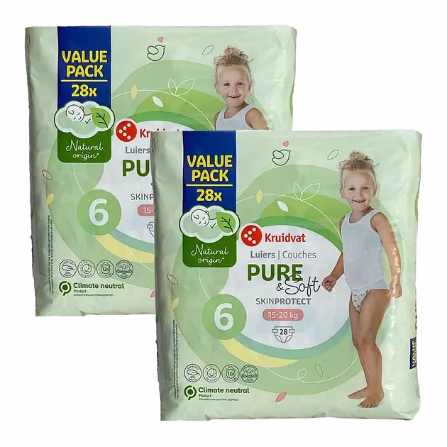 Дитячі підгузники Kruidvat Pure & Soft 6 (15-20 кг) 56 шт
