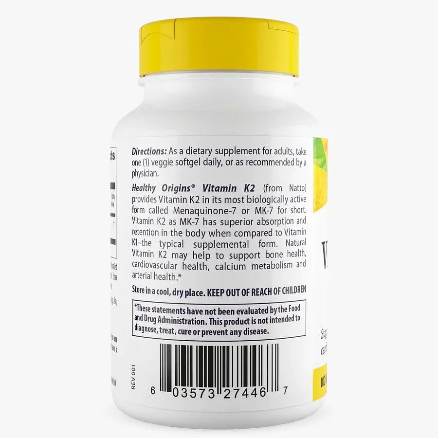 Вітаміни та мінерали Healthy Origins Vitamin K2 100 mcg as MK-7 Natural, 180 вегакапсул - фото 2