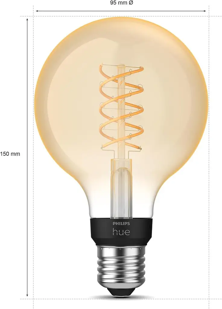 Лампочка Philips Hue White E27 Filament G93 550 lm, теплый белый свет, затемненный, управляемый через приложение, совместимый с Amazon Alexa - фото 3
