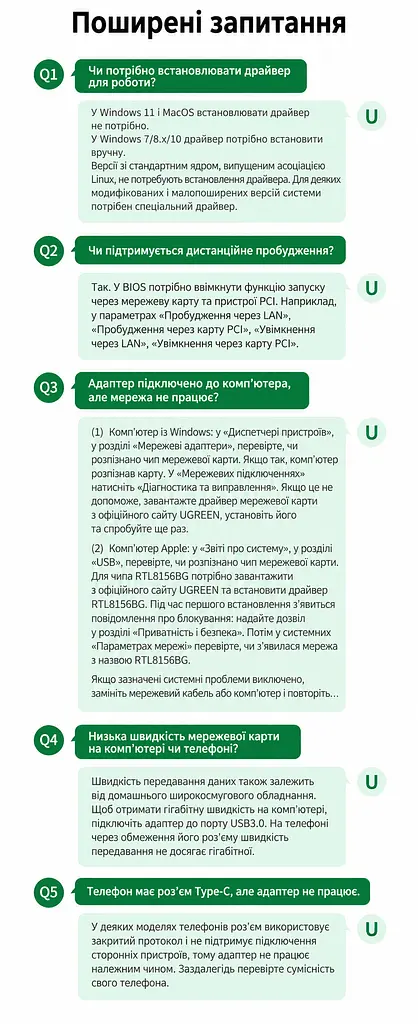 Мережевий адаптер Ethernet UGREEN CM648 зовнішня мережева карта штекер USB-A 3.0 на порт RJ45 до 2,5 Гбіт/с автоузгодження швидкості з підтримкою мереж 10/100/1000 Мбіт/с для Windows і macOS та Linux Wake-on-LAN за ввімкнення функції в BIOS LED-індикація підключення й активності живлення від USB без окремого блока живлення Auto MDI-X захист від короткого замикання та імпульсних перенапруг алюмінієвий корпус для відведення тепла контролер RTL8156BG космічний сірий (25051) - фото 11