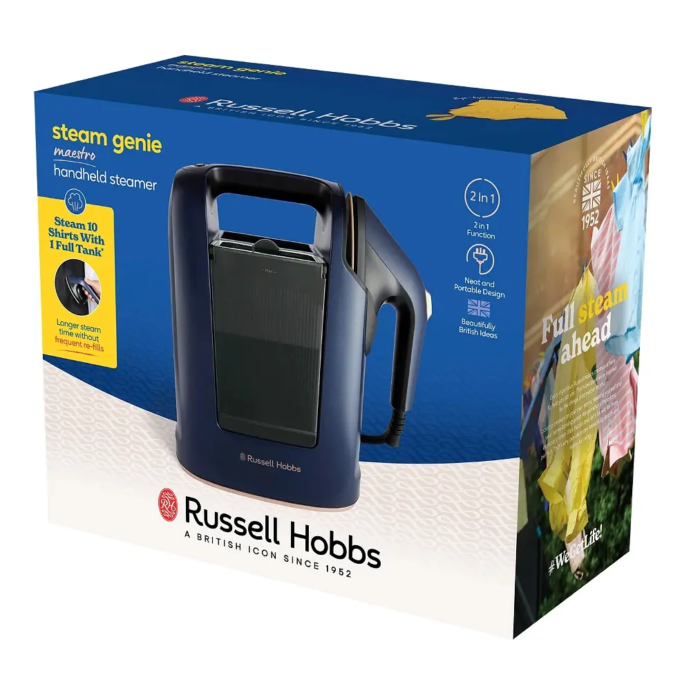 Russell Hobbs Отпариватель Russell Hobbs Genie Maestro, 1700 Вт, 750 мл, паровой удар -20 г, верт. отпаривание, керам. подошва, синий - фото 9
