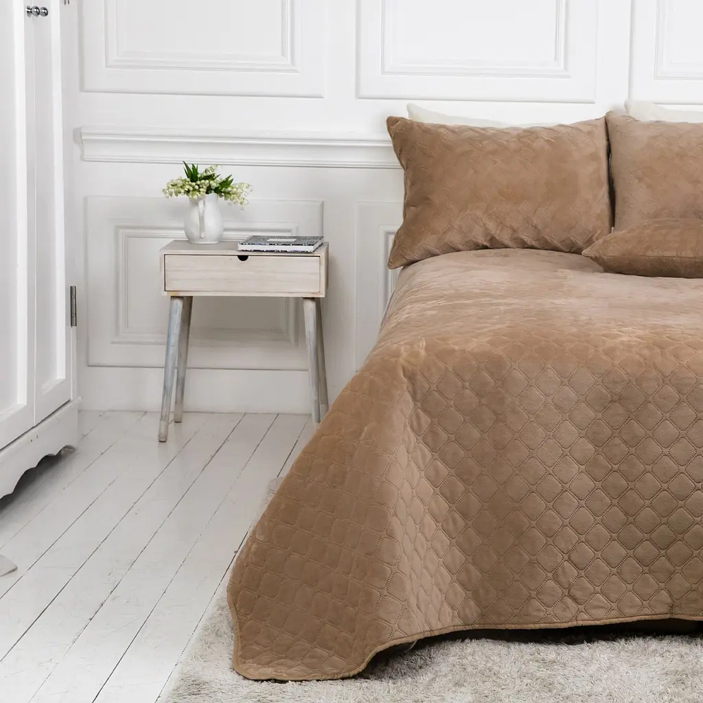 Покривало ТЕП Velour ромб круглий 260х240 см золотий беж (4-00518_22473) - фото 3