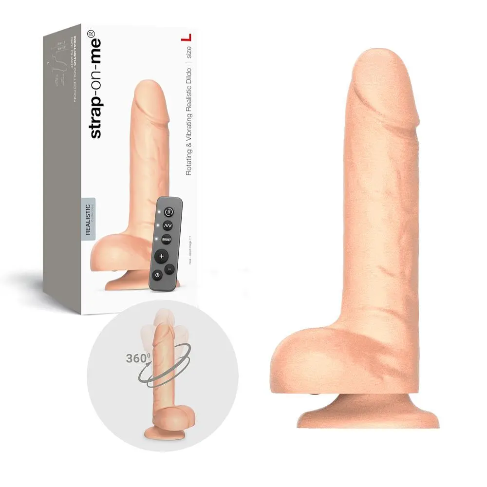 Фалоімітатор Strap-on-me Rotating Vibrating Realistic Dildo з вібрацією і ротацією, L - фото 3