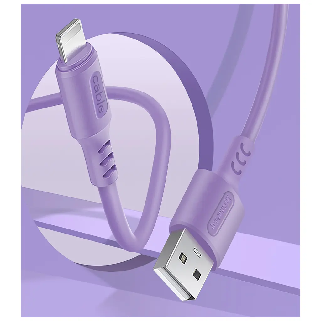 Дата кабель USB 2.0 AM to Lightning 1.0m soft silicone violet ColorWay (CW-CBUL044-PU) - фото 5