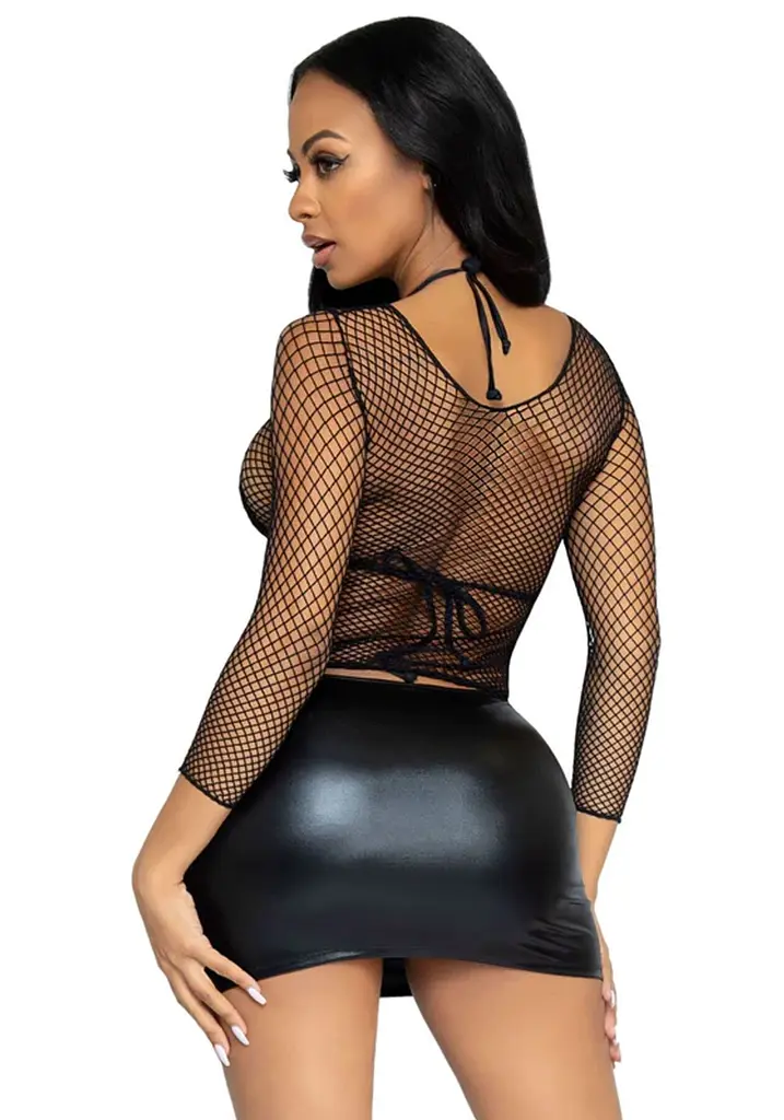 Сітчастий топ Leg Avenue Long Sleeves T-Shiets Black, One Size - фото 2
