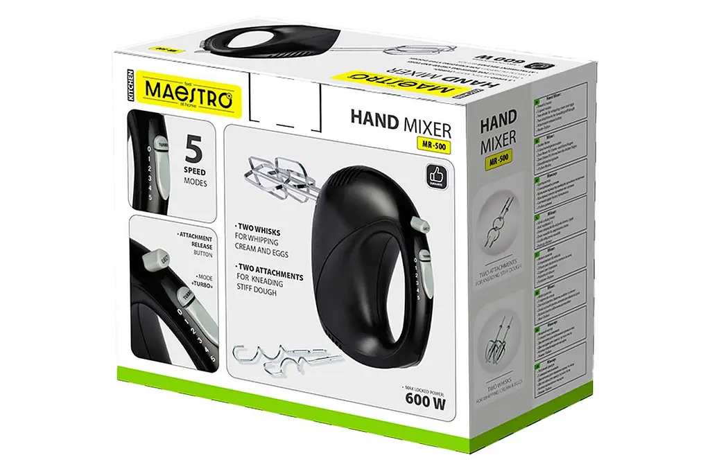 Миксер ручной погружной кухонный Maestro MR-500 600Вт черный - фото 5