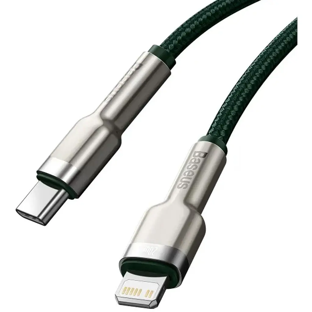 Кабель Baseus Cafule Metal USB-C to Lightning PD 20W 2m Green (CATLJK-B06) [169513] - фото 3