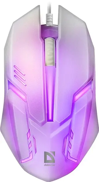 Миша Defender Cyber MB-560L, білий, USB, оптична, 1600 dpi, 4 кнопки, 7 кольорів підсвічування, 1.5 м (52561)