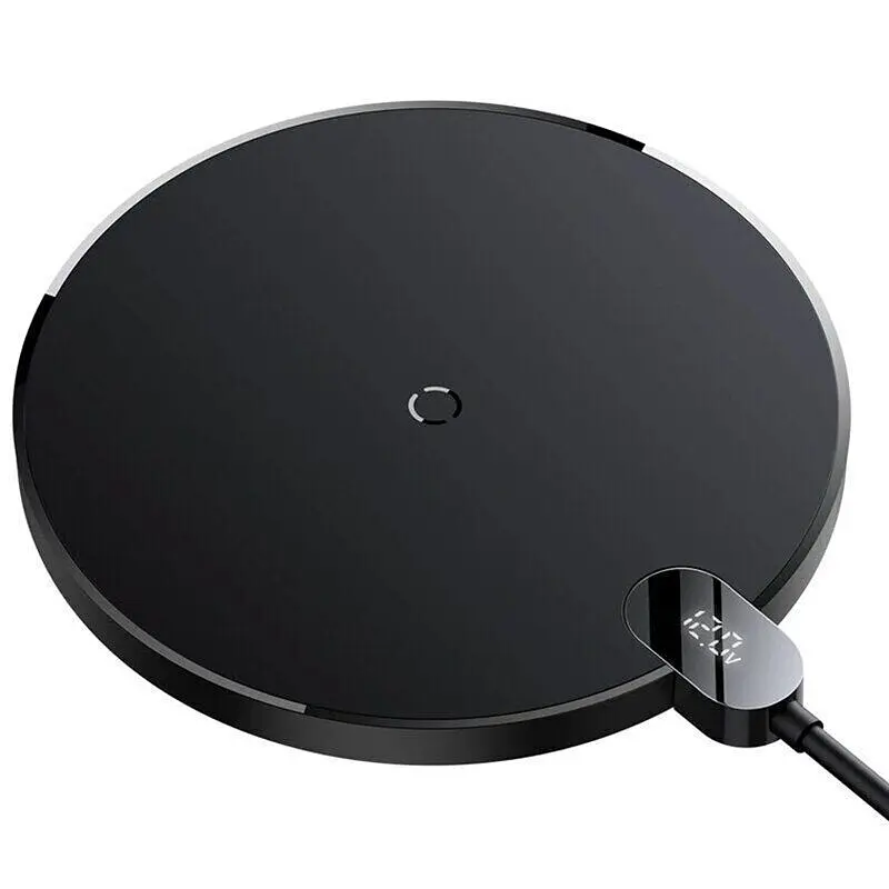 Беспроводное зарядное устройство Baseus Digital LED Display Wireless Charger Gen2 15W (CCED000001) Black [78282] - фото 2