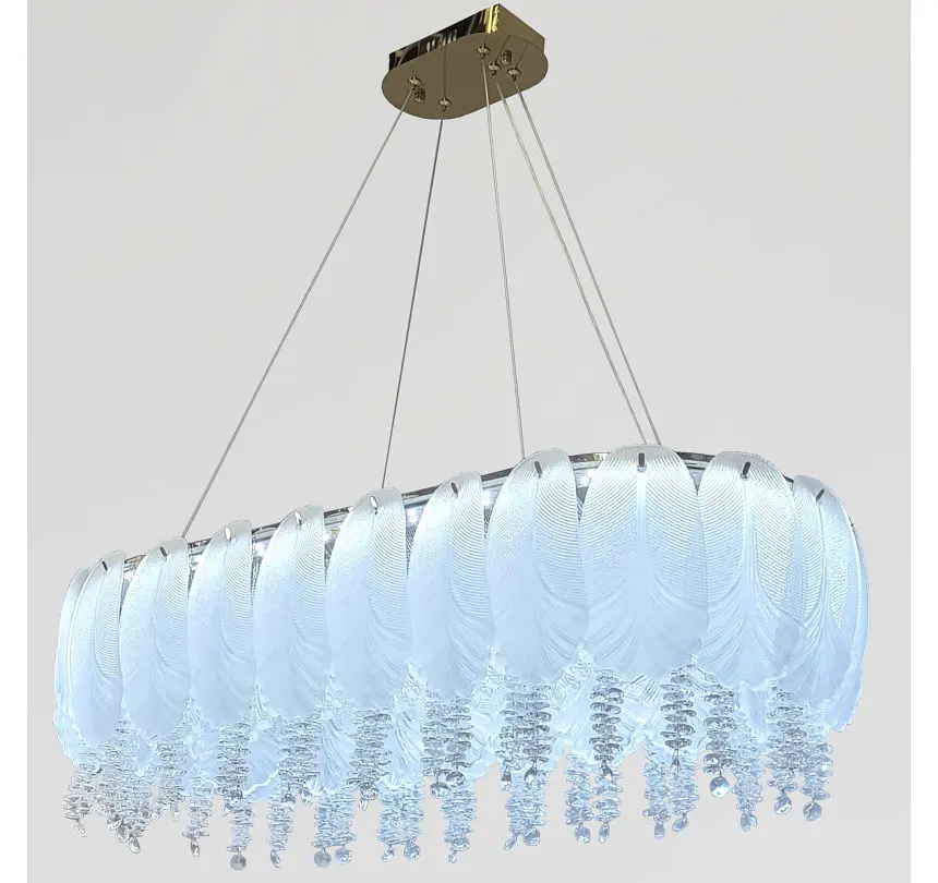 Овальна золота LED люстра Artlight 7097/80*35GD зі скляним листям та прозорим декором 110W - фото 5