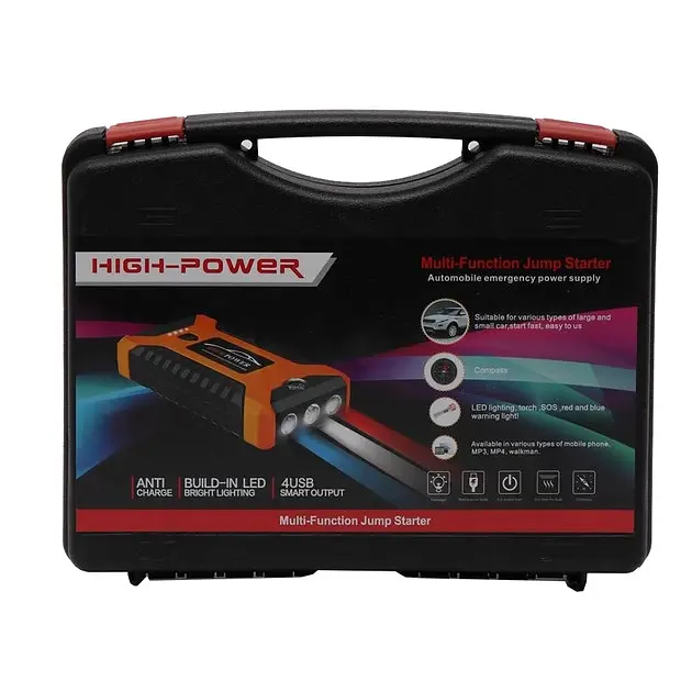 Пускозарядний пристрій червоний JUMP STARTER JX27 WITH PUMP 99800 мАг • Автомобільний стартовий блок з компресором та зарядкою - фото 5