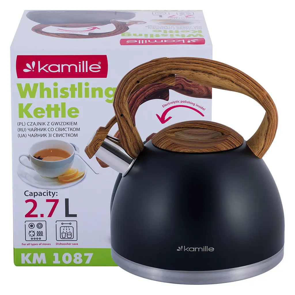 Чайник із свистком Kamille KM-1087 2,7 л чорний - фото 7