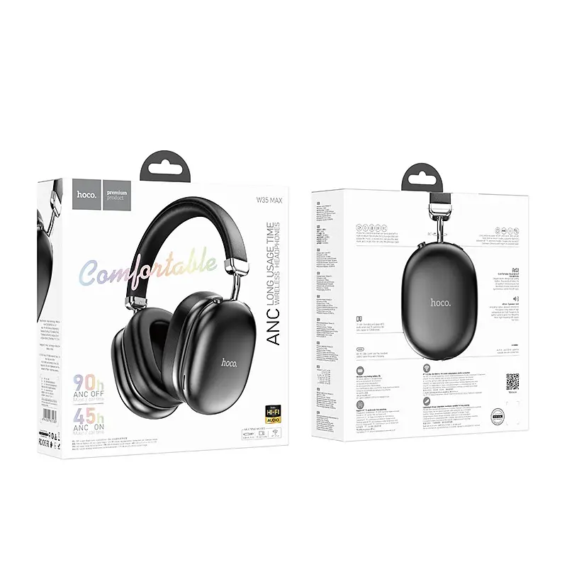 Бездротові накладні навушники HOCO W35 Max Auspicious ANC noise reduction BT headphones Black (6942007631280) - фото 2