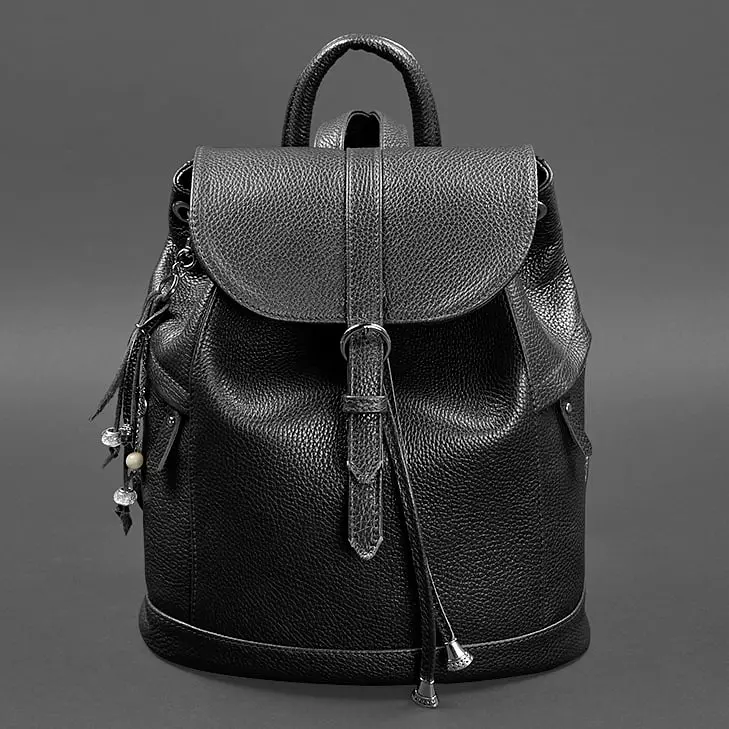 Кожаный женский рюкзак Олсен черный - фото 9
