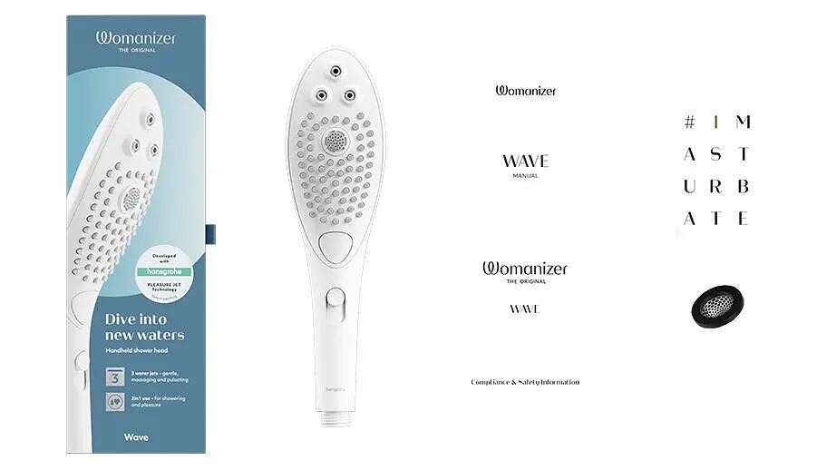 Насадка-стимулятор для душу 2в1 Womanizer Wave White, масажер для інтимних зон - фото 5