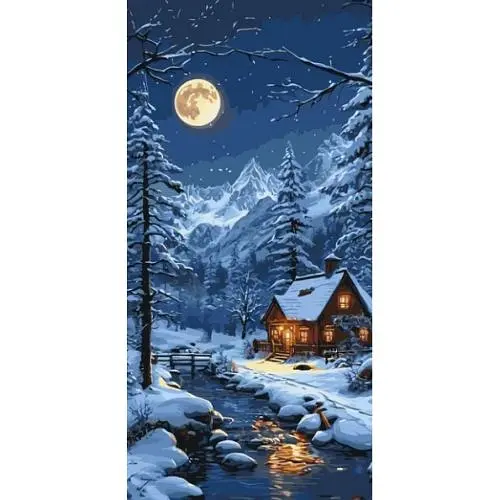 Картина за номерами "Пейзаж. Зимовий затишок" 40х80 см