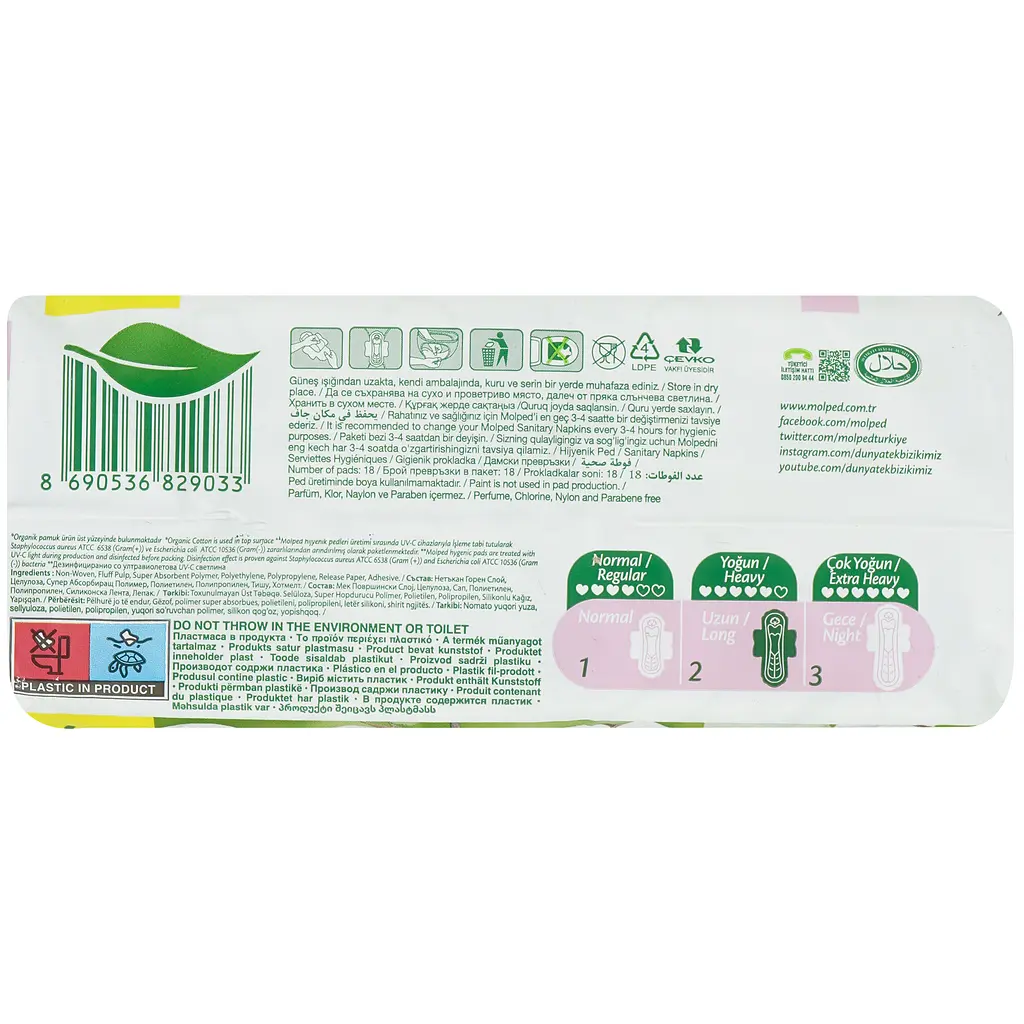 Гігієнічні прокладки Molped Pure&Soft long eco 5 крапель 18 шт. - фото 3