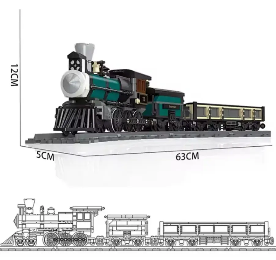 Конструктор паровоз із вагонами Jie Star 59001 Steam Train потяг залізниця локомотив ,560 детале - фото 5