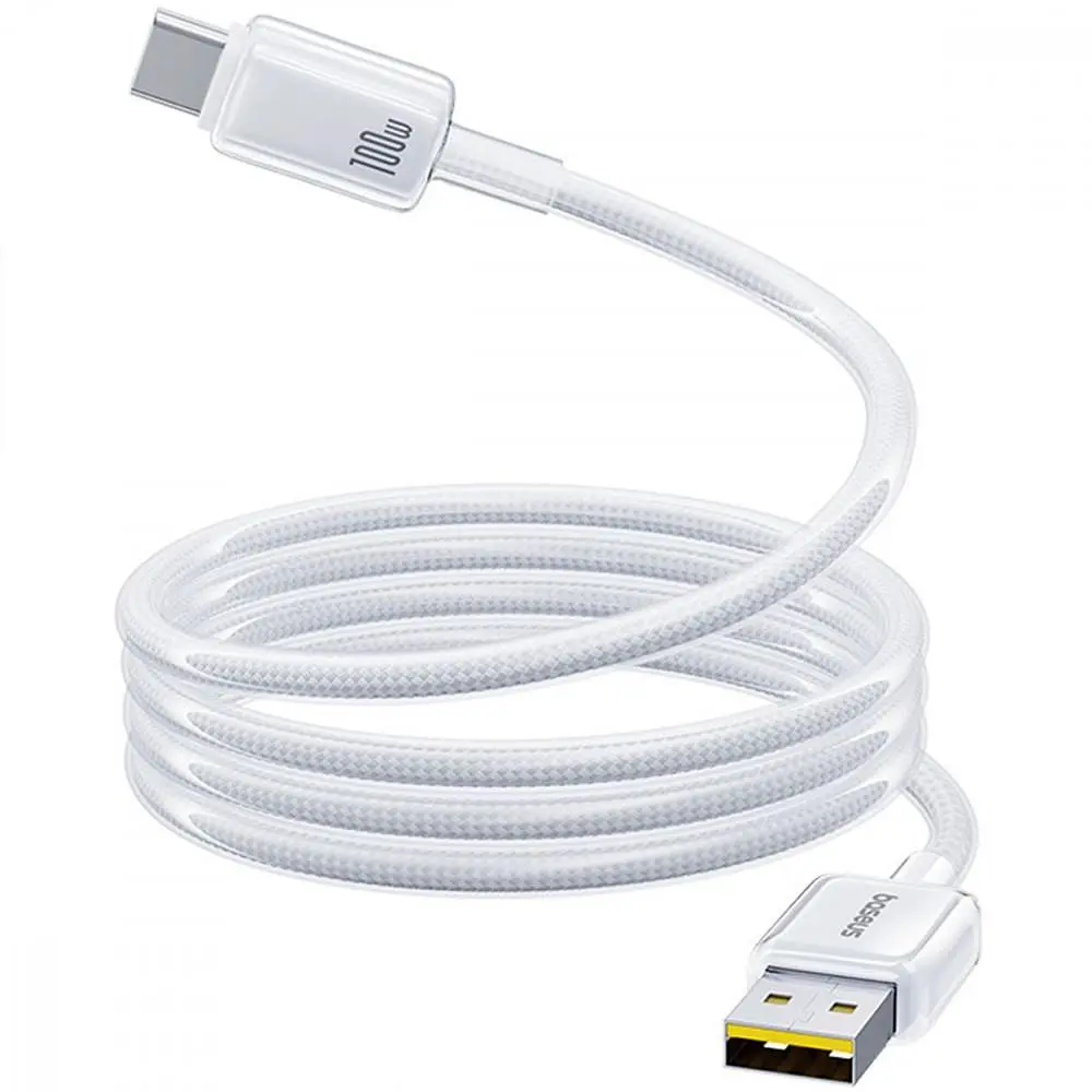 Кабель Baseus Crystal Fast Charging Data USB to Type-C (Car Charging Supported) 100W/7.5W (1m) white (E0427900) - фото 3