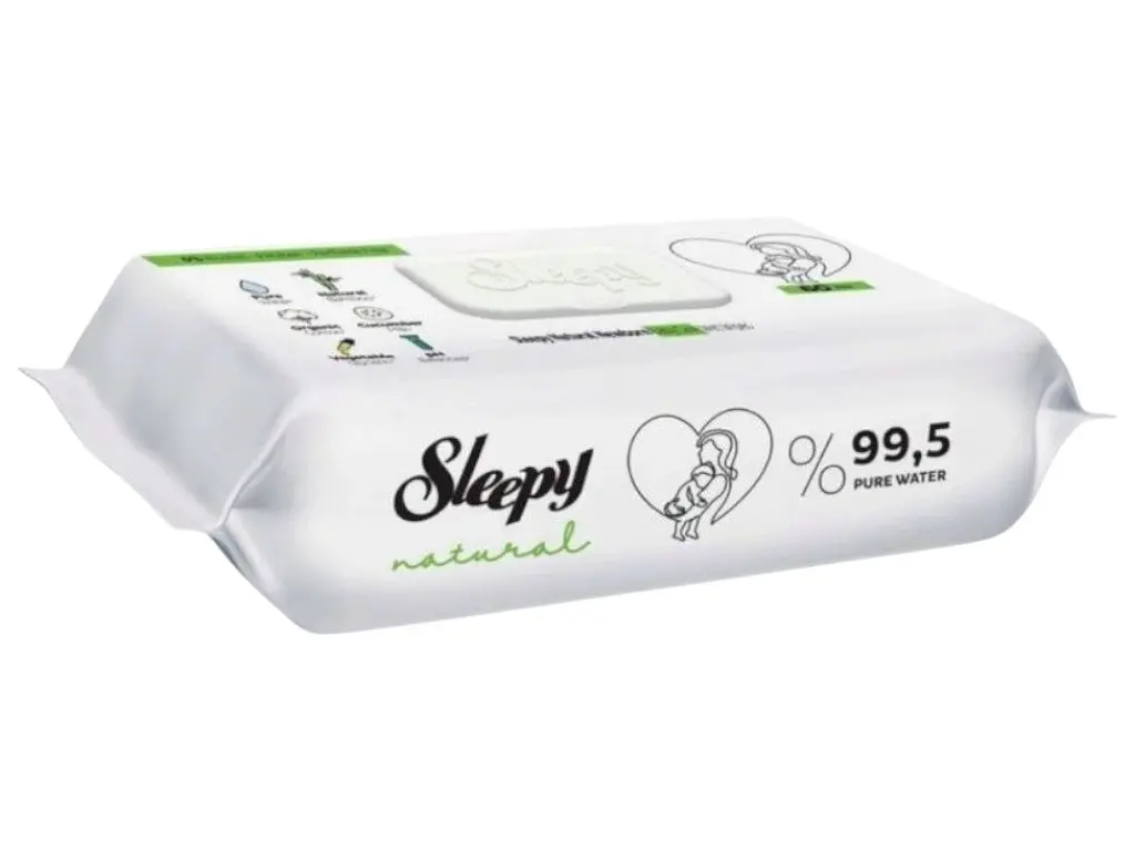 Вологі серветки для дітей Sleepy Naturаl Baby 60 шт. Безпечні серветки для немовлят. - фото 2