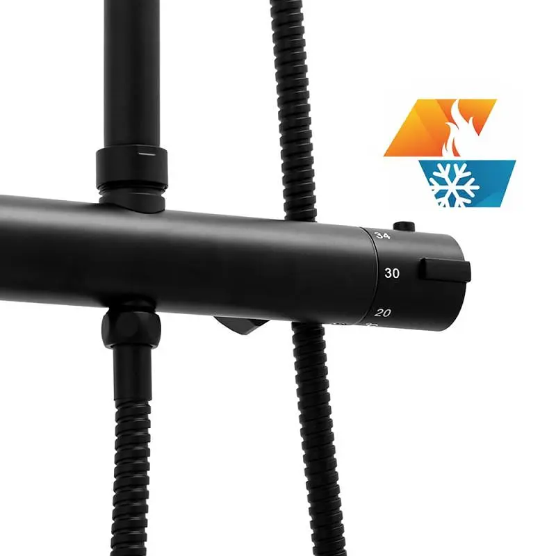 Душова система Yoka Flova 25 black з термостатом BP.FLOVA THERM 25 BLK, Чорний матовий - фото 9