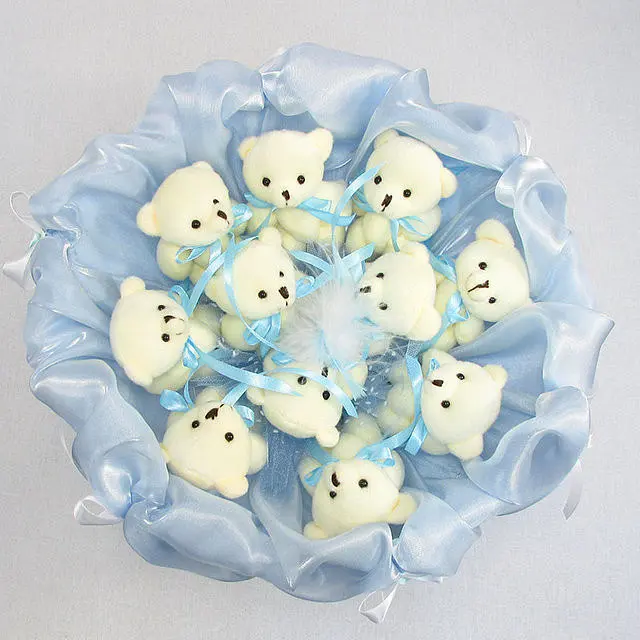 Букет из мягких игрушек 11 мишек 5285IT небесно-голубой - фото 4