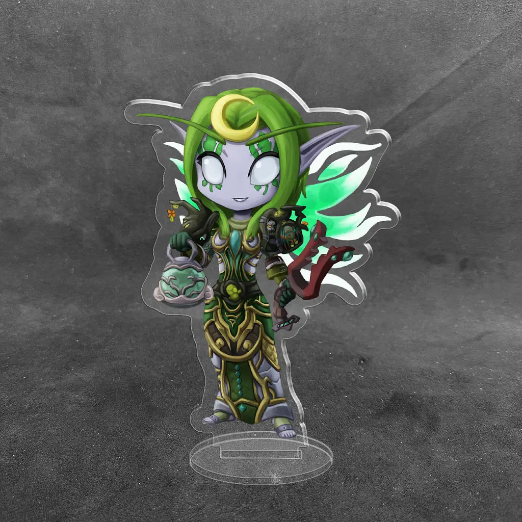Акрилова колекційна фігурка World of Warcraft Чібі Chibi Нічна Ельфійка Друїд 10 см - фото 2