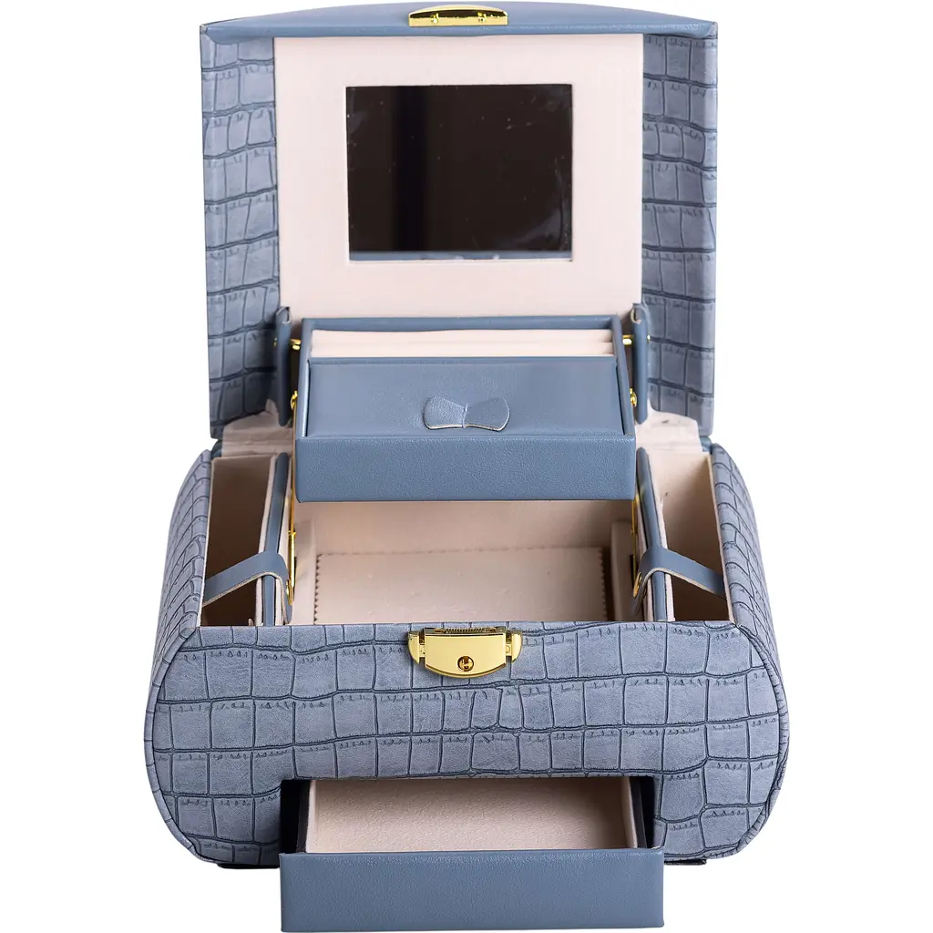 Кейс-органайзер Yiwu для украшений с защелкой 24x17x18 см синий HP-5-21BL - фото 4