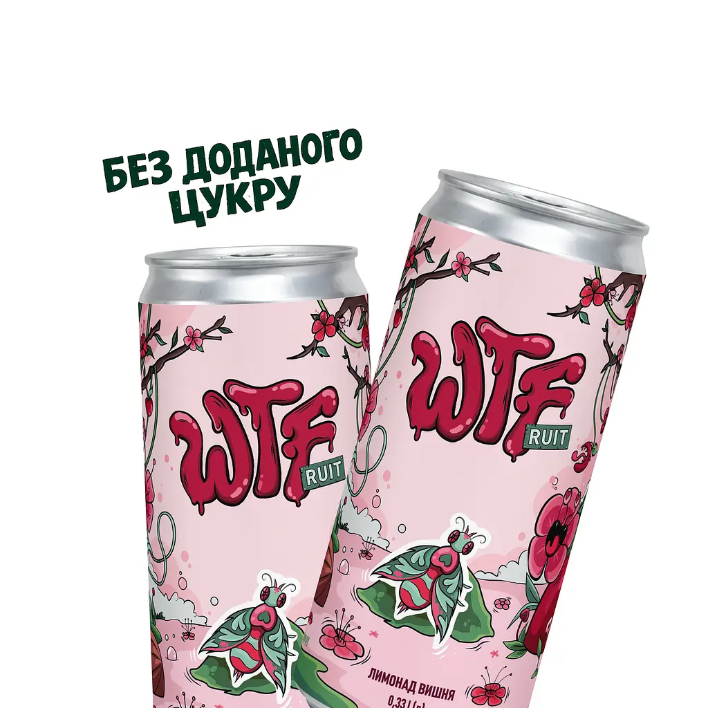 Упаковка безалкогольного напою Лимонад Вишня WTF Без доданого цукру, 330 мл × 20 шт. - фото 2