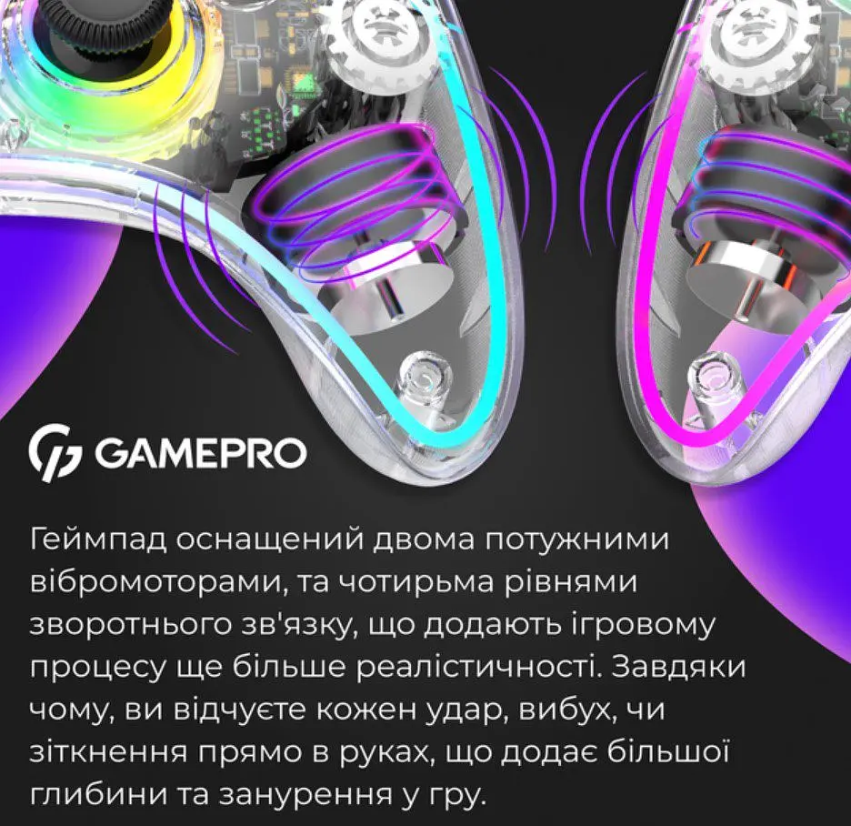 Геймпад джойстик GamePro GP-X13-T Xinput Bluetooth/2.4G/USB (Switch/PC/iOS/Android) Transparent - фото 13