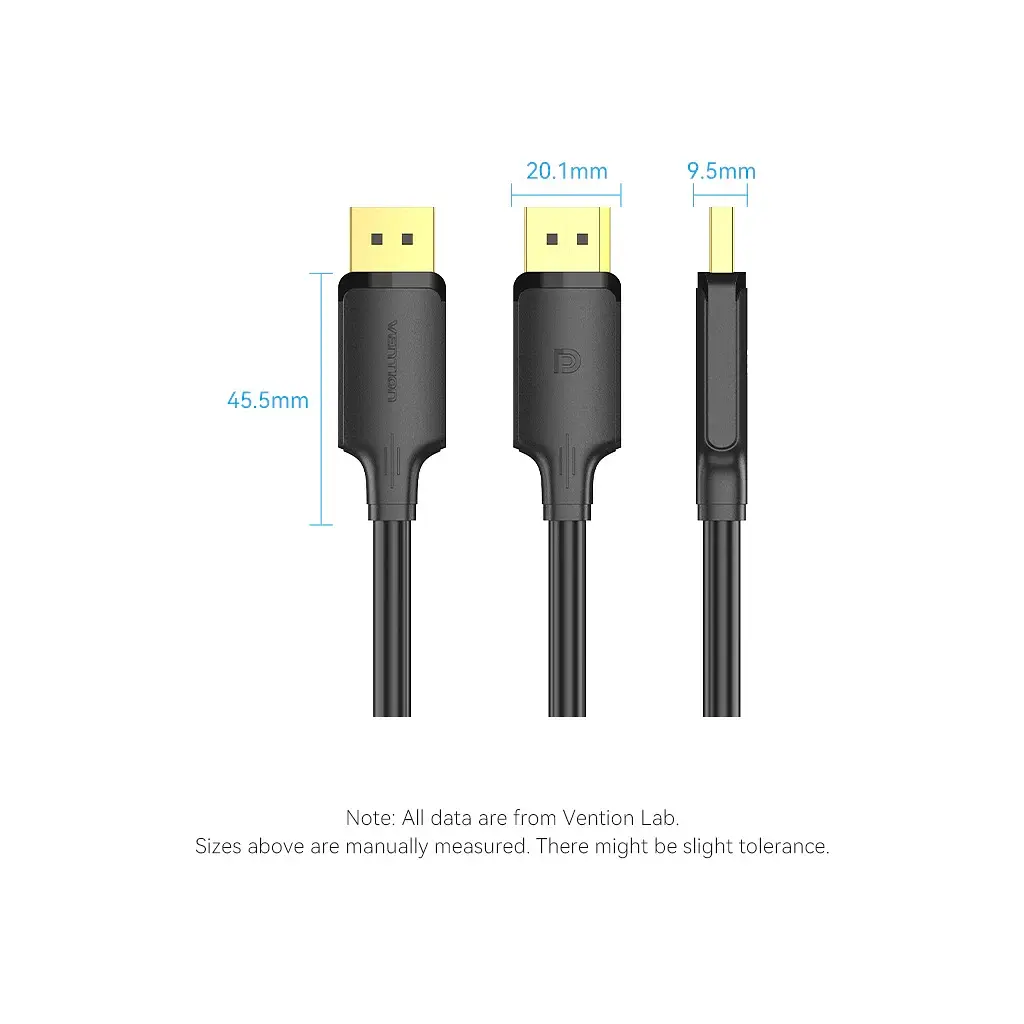 Кабель мультимедійний DisplayPort M to DisplayPort M 1.0m 4K black Vention (HAKBF) - фото 8