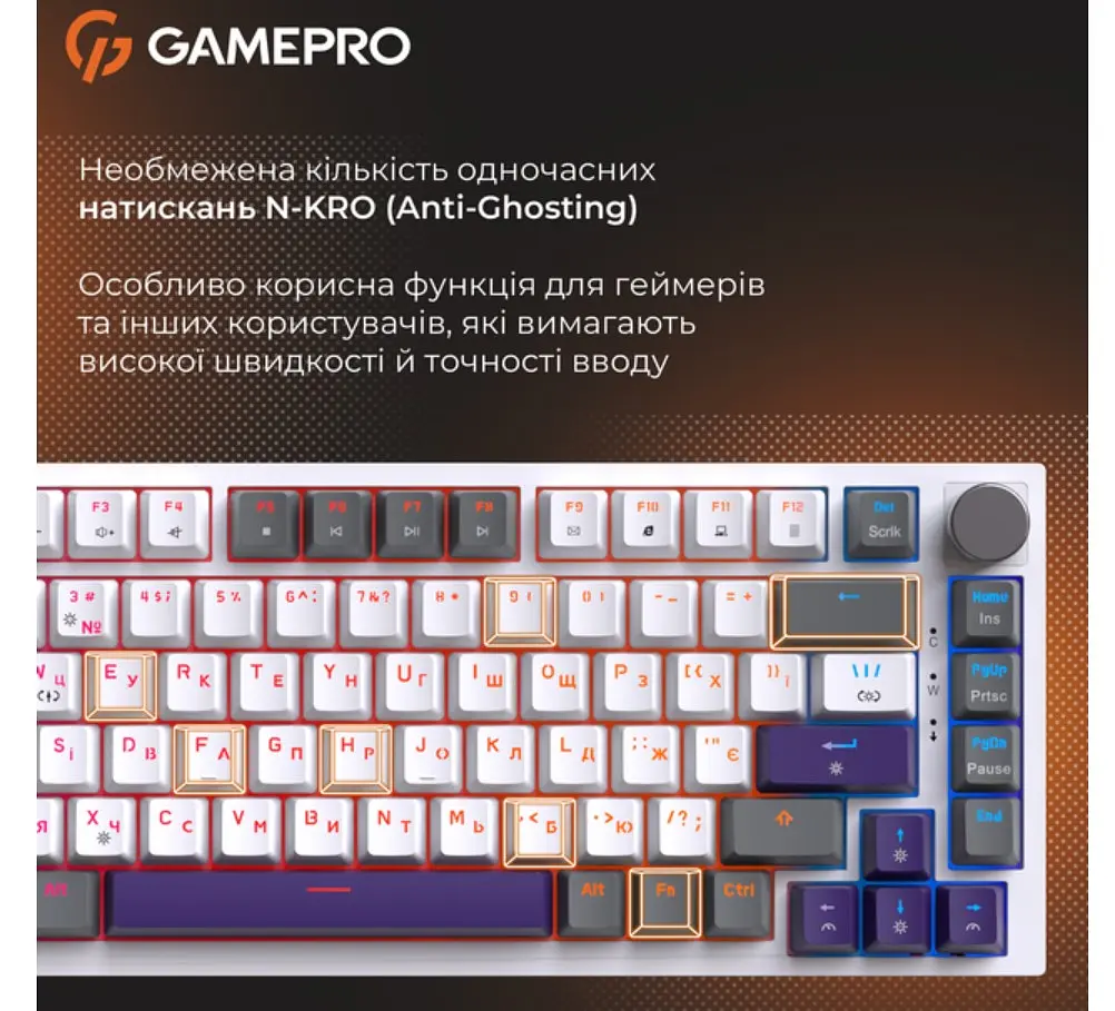 Клавіатура ігрова механічна GamePro GPMK-160-P Warden Genesis Red Outemu Swithes Hot-Swap White-Grey - фото 12