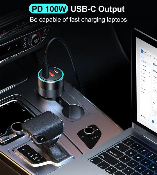 Автомобільний зарядний пристрій Choetech С0054 2xUSB-C+USB-A, 130 Вт, 5A, QC3.0/PD/PPS - фото 5