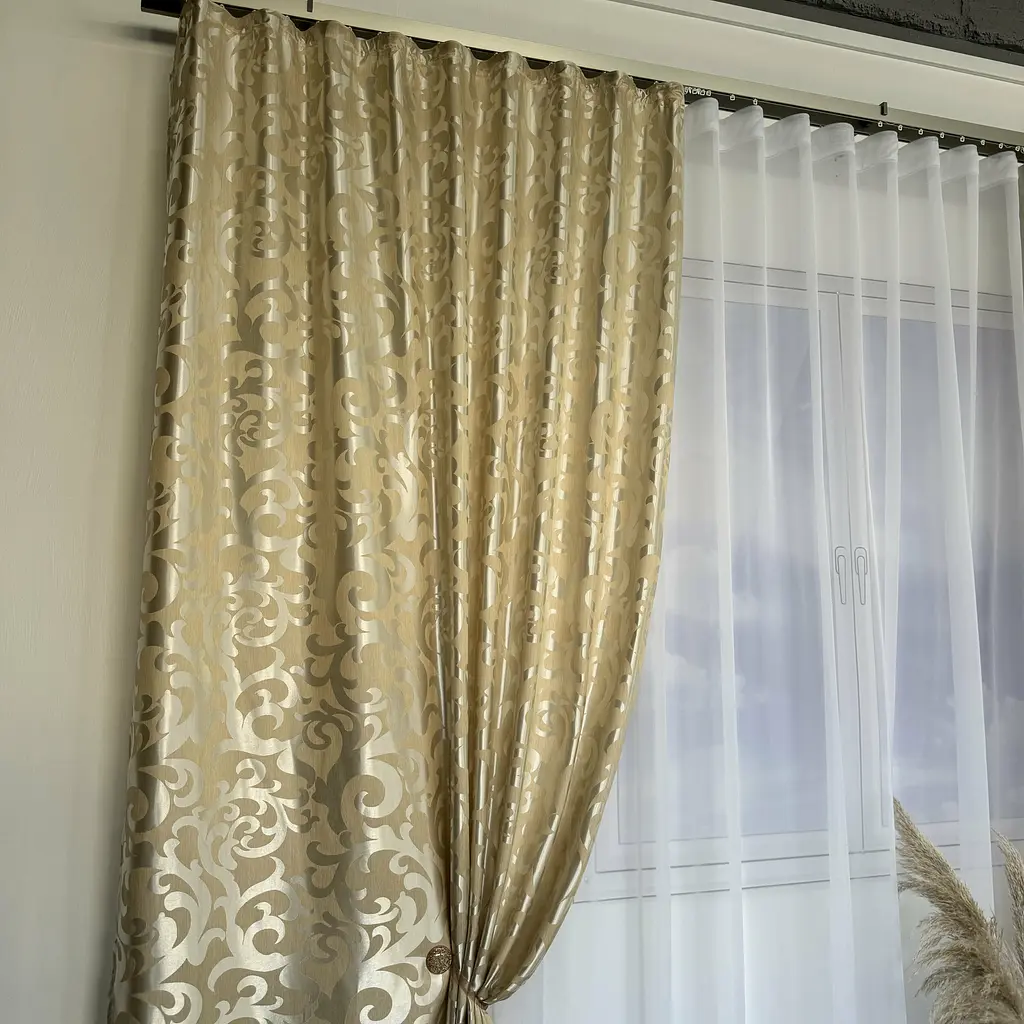 Штори жаккард "Вензель" бежеві 150х270 см, 2шт, тасьма ALBO pbe0052935 - фото 3